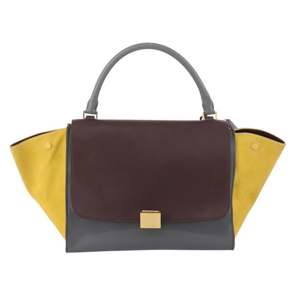 Celine Suede Leather Trapeze Handbag Gray